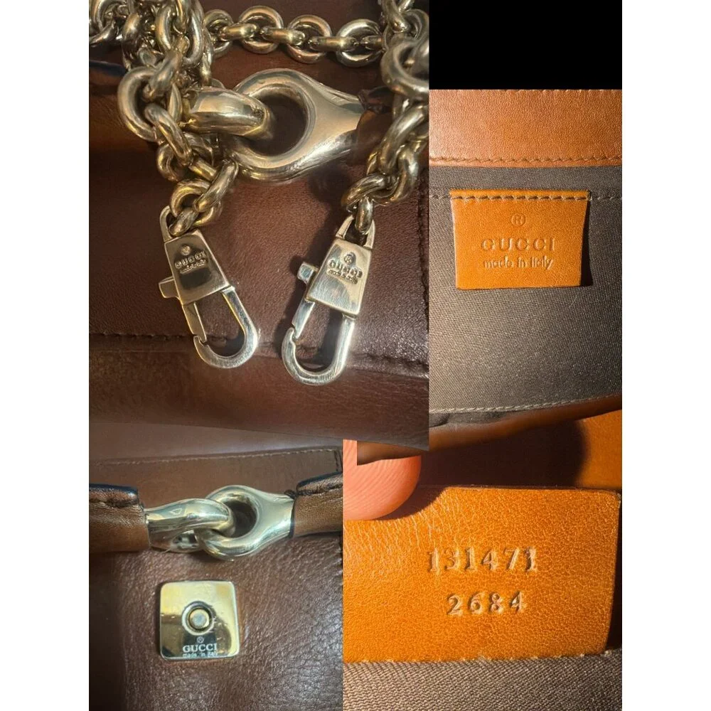 VTG Gucci Horsebit Chain Clutch Whisky Leather Brass Bag Tom Ford 90s Italy CoA - Picture 14 of 16